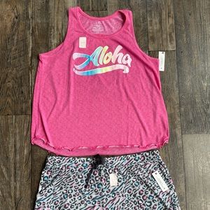 Brand New Aloha/cheetah tank & shorts set
